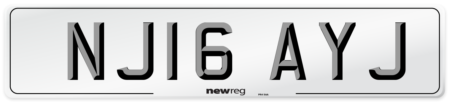 NJ16 AYJ Number Plate from New Reg